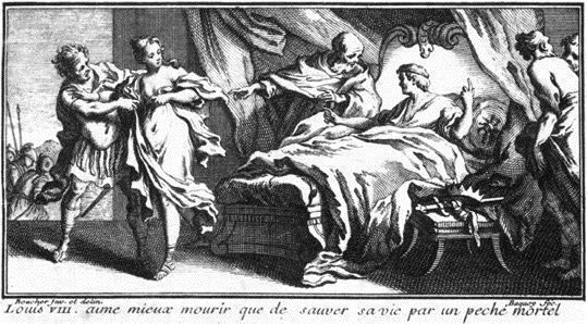 La mort de Louis VIII, qui aime mieux mourir que de sauver sa vie par un pêché mortel (François Boucher, 1721)
