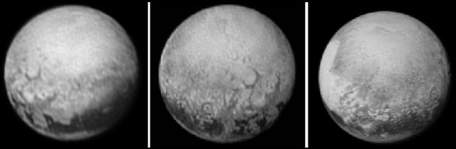 Quelques-unes des premières images précises envoyées par New Horizon lors de son approche de Pluton. 