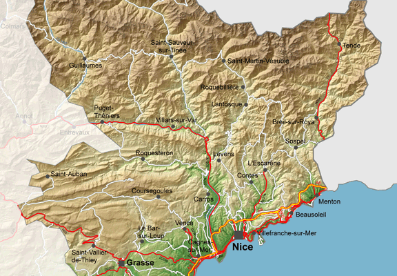 Carte des Alpes-Maritimes
