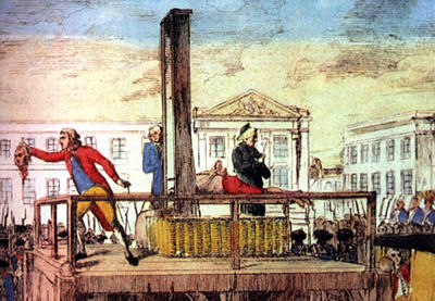 Le bourreau présente la tête de Louis XVI au peuple