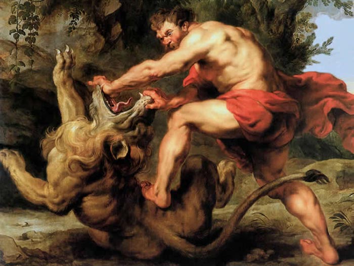 Samson broyant les mâchoires du lion, 1628